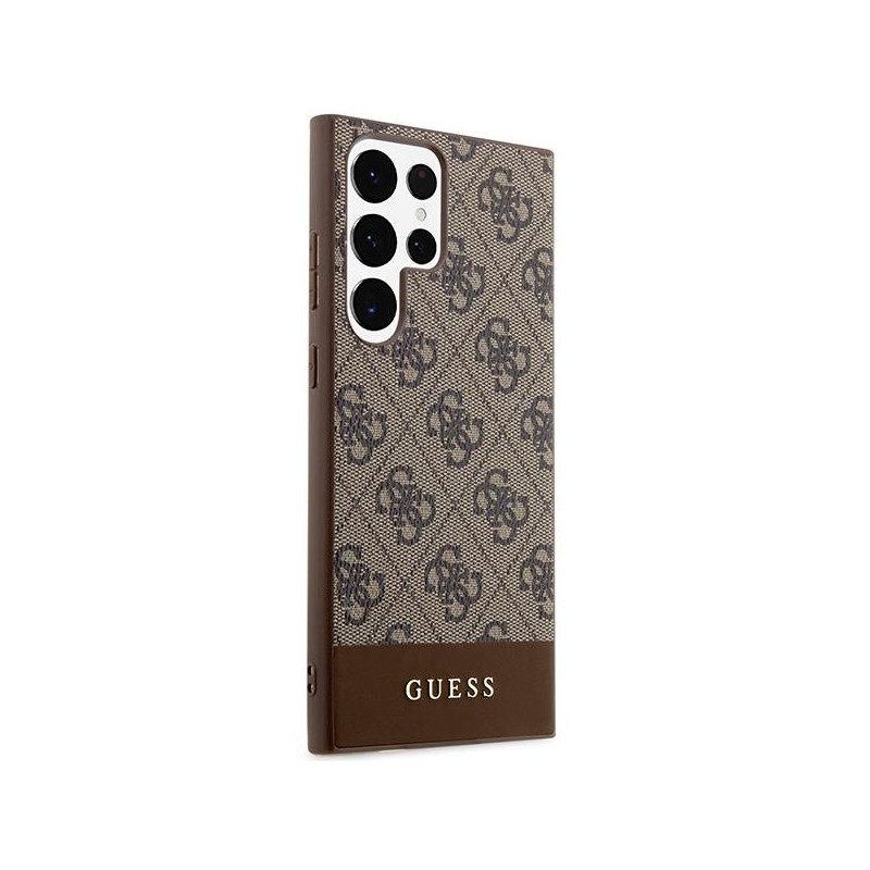Guess 4G Stripe Collection dėklas, skirtas Samsung Galaxy S23 Ultra - rudas