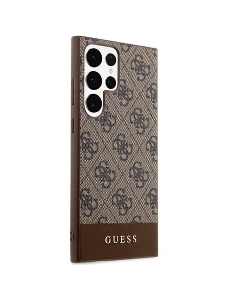Guess 4G Stripe Collection dėklas, skirtas Samsung Galaxy S23 Ultra - rudas Guess 4G Stripe Collection dėklas, skirtas Samsung Galaxy S23 Ultra - rudas