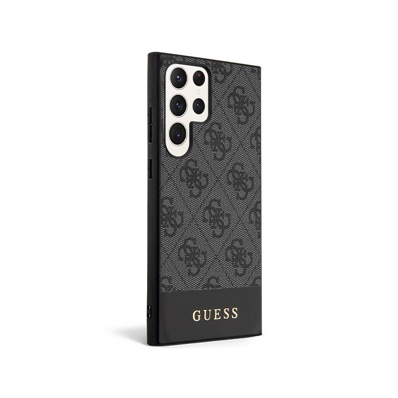 Guess 4G Stripe Collection dėklas, skirtas Samsung Galaxy S23 Ultra - juodas