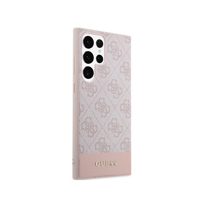 Guess 4G Stripe Collection dėklas, skirtas Samsung Galaxy S23 Ultra - rožinis