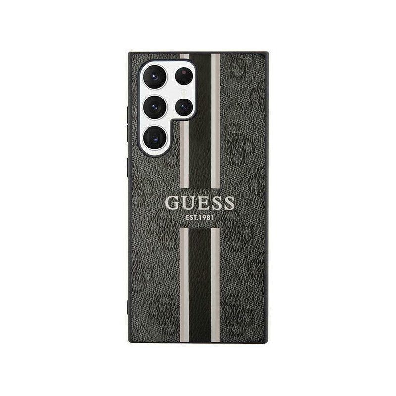 Guess 4G Printed Stripe dėklas, skirtas Samsung Galaxy S23 Ultra - juodas Guess 4G Printed Stripe dėklas, skirtas Samsung Galaxy S23 Ultra - juodas