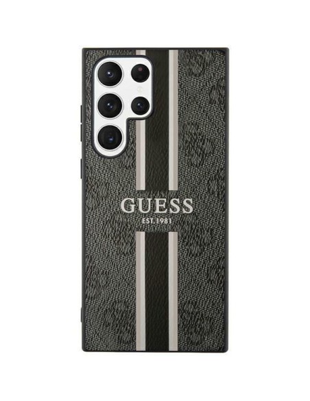 Guess 4G Printed Stripe dėklas, skirtas Samsung Galaxy S23 Ultra - juodas Guess 4G Printed Stripe dėklas, skirtas Samsung Galaxy S23 Ultra - juodas