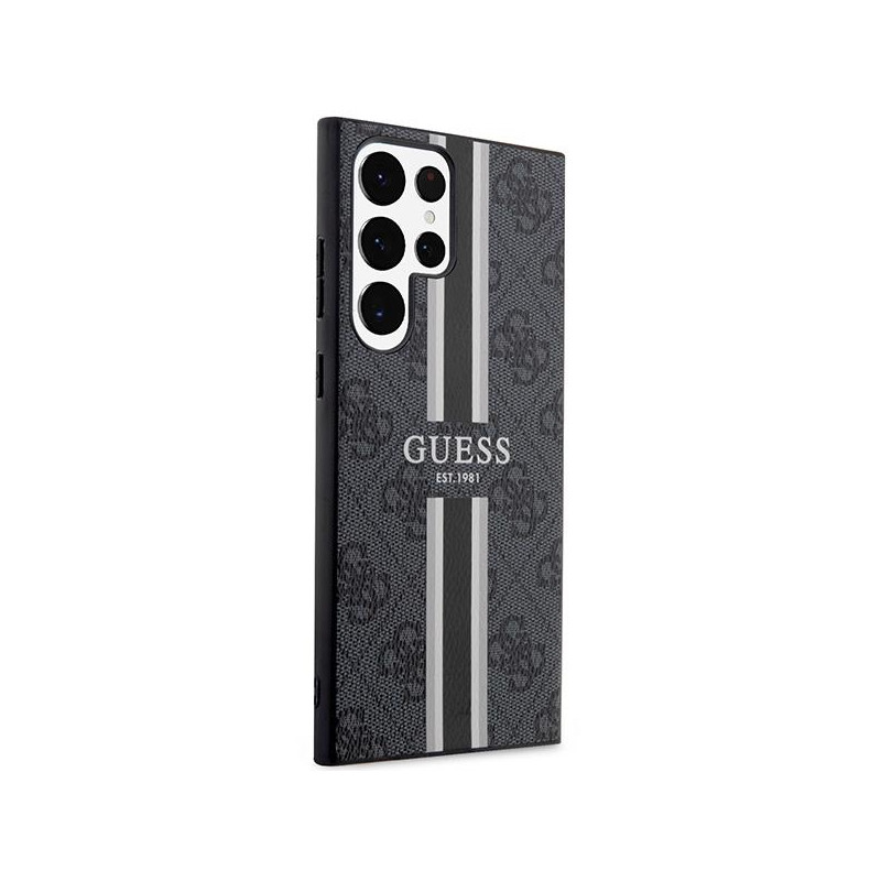 Guess 4G Printed Stripe dėklas, skirtas Samsung Galaxy S23 Ultra - juodas