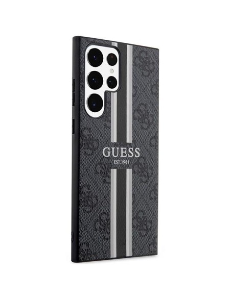 Guess 4G Printed Stripe dėklas, skirtas Samsung Galaxy S23 Ultra - juodas Guess 4G Printed Stripe dėklas, skirtas Samsung Galaxy S23 Ultra - juodas