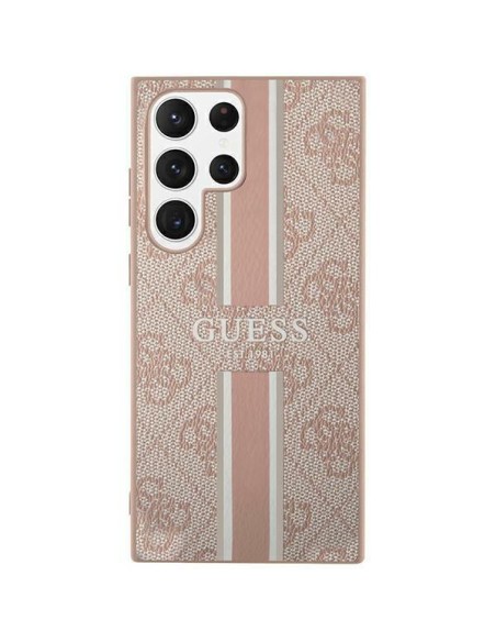 Guess GUHCS23LP4RPSP S23 Ultra S918 rožinis / rausvas kietasis dėklas 4G spausdinta juostelė Guess GUHCS23LP4RPSP S23 Ultra S918 rožinis / rausvas kietasis dėklas 4G spausdinta juostelė