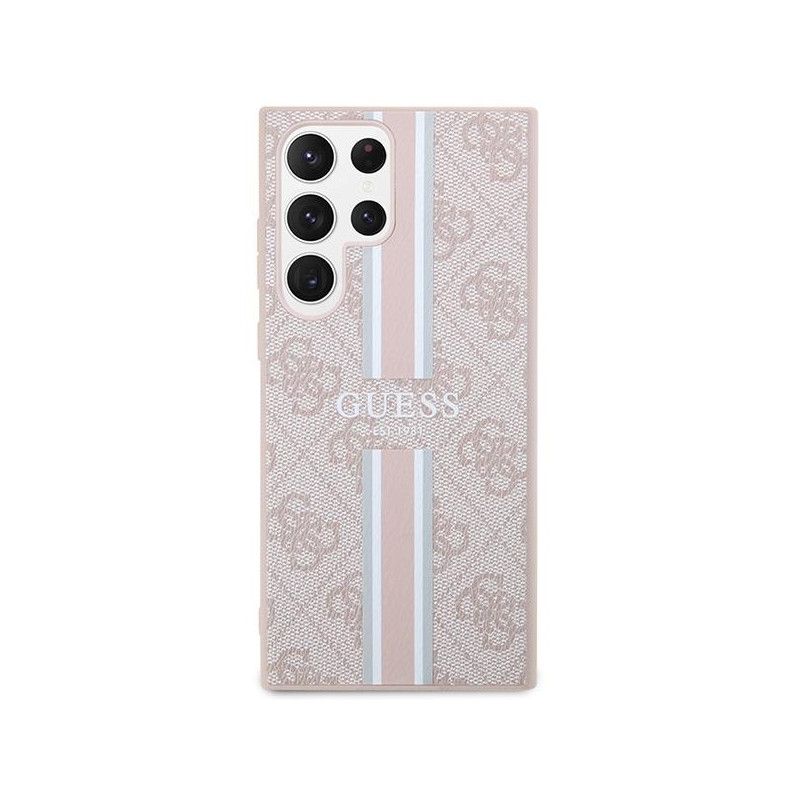 Guess GUHCS23LP4RPSP S23 Ultra S918 rožinis / rausvas kietasis dėklas 4G spausdinta juostelė