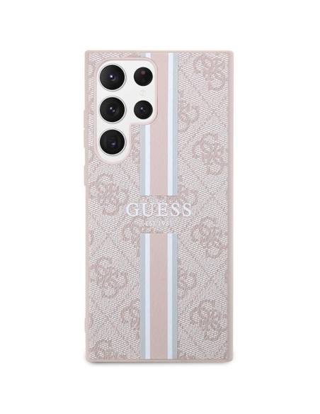 Guess GUHCS23LP4RPSP S23 Ultra S918 rožinis / rausvas kietasis dėklas 4G spausdinta juostelė Guess GUHCS23LP4RPSP S23 Ultra S918 rožinis / rausvas kietasis dėklas 4G spausdinta juostelė