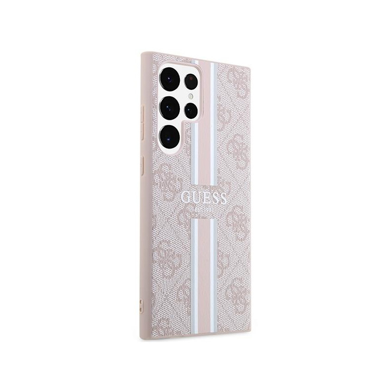 Guess GUHCS23LP4RPSP S23 Ultra S918 rožinis / rausvas kietasis dėklas 4G spausdinta juostelė