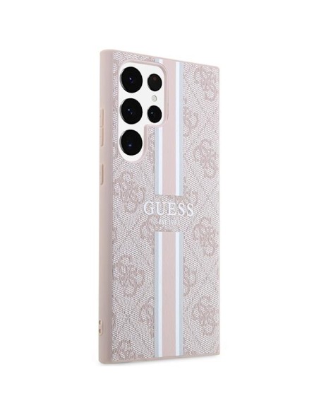 Guess GUHCS23LP4RPSP S23 Ultra S918 rožinis / rausvas kietasis dėklas 4G spausdinta juostelė Guess GUHCS23LP4RPSP S23 Ultra S918 rožinis / rausvas kietasis dėklas 4G spausdinta juostelė