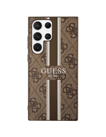 Guess 4G Printed Stripes dėklas Samsung Galaxy S23 Ultra - rudas Guess 4G Printed Stripes dėklas Samsung Galaxy S23 Ultra - rudas