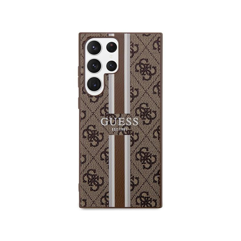 Guess 4G Printed Stripes dėklas Samsung Galaxy S23 Ultra - rudas