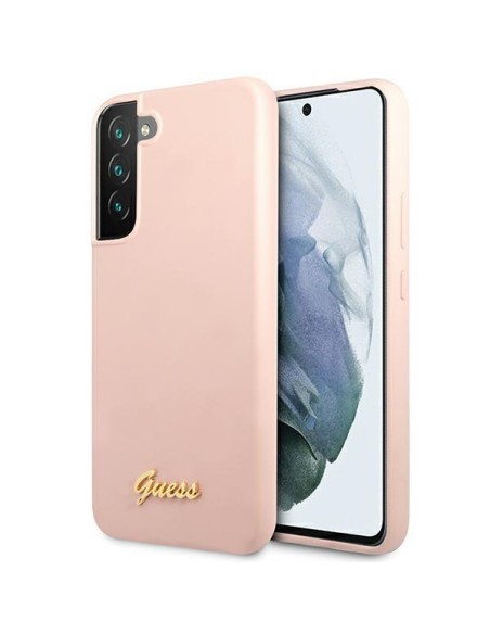 Guess Silicone Script Metal Logo dėklas, skirtas Samsung Galaxy S23+ - rožinis Guess Silicone Script Metal Logo dėklas, skirtas Samsung Galaxy S23+ - rožinis