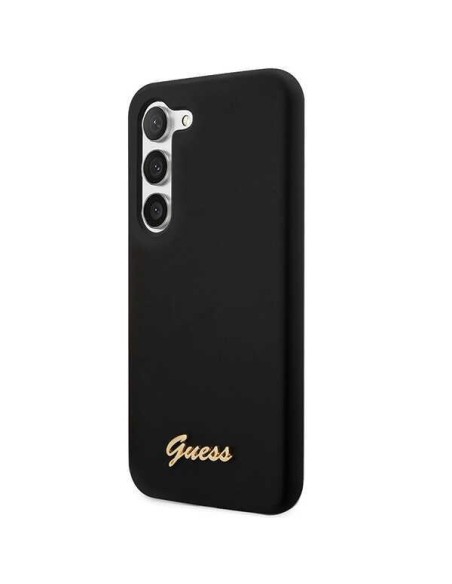 Guess Silicone Vintage Gold Logo dėklas, skirtas Samsung Galaxy S23+ - juodas Guess Silicone Vintage Gold Logo dėklas, skirtas Samsung Galaxy S23+ - juodas