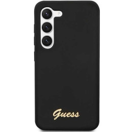 Guess Silicone Vintage Gold Logo dėklas, skirtas Samsung Galaxy S23+ - juodas