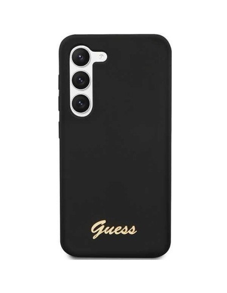 Guess Silicone Vintage Gold Logo dėklas, skirtas Samsung Galaxy S23+ - juodas Guess Silicone Vintage Gold Logo dėklas, skirtas Samsung Galaxy S23+ - juodas