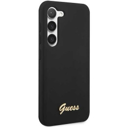 Guess Silicone Vintage Gold Logo dėklas, skirtas Samsung Galaxy S23+ - juodas