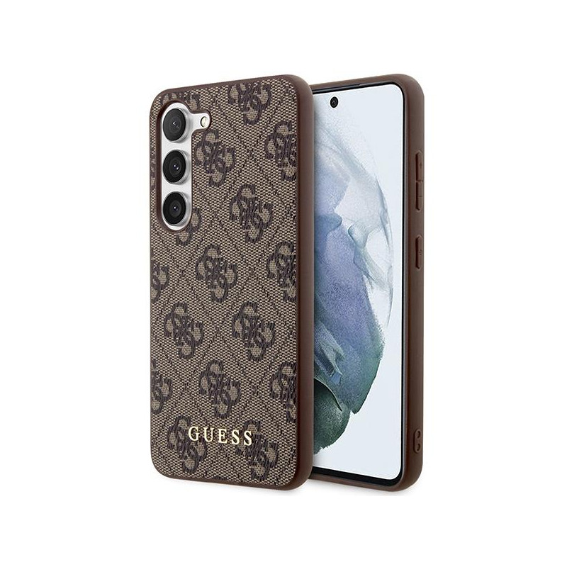 Guess 4G Metal Gold Logo dėklas Samsung Galaxy S23 - rudas