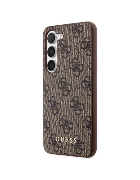Guess 4G Metal Gold Logo dėklas Samsung Galaxy S23 - rudas Guess 4G Metal Gold Logo dėklas Samsung Galaxy S23 - rudas