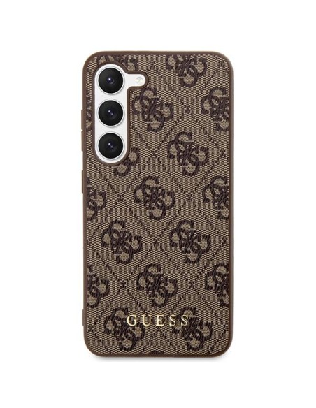 Guess 4G Metal Gold Logo dėklas Samsung Galaxy S23 - rudas Guess 4G Metal Gold Logo dėklas Samsung Galaxy S23 - rudas