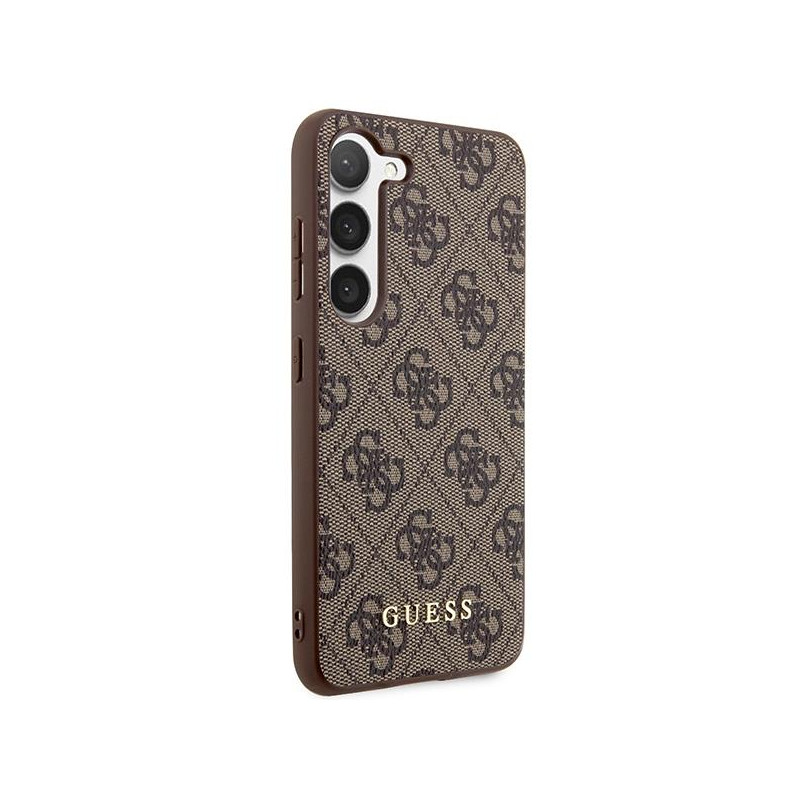 Guess 4G Metal Gold Logo dėklas Samsung Galaxy S23 - rudas