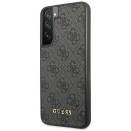 Guess 4G Metal Gold Logo dėklas, skirtas Samsung Galaxy S23 - pilkas