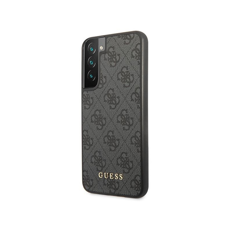 Guess 4G Metal Gold Logo dėklas, skirtas Samsung Galaxy S23 - pilkas