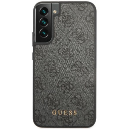 Guess 4G Metal Gold Logo dėklas, skirtas Samsung Galaxy S23 - pilkas