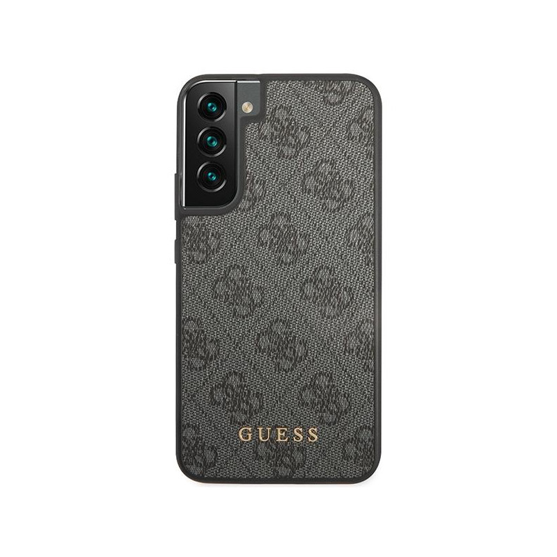 Guess 4G Metal Gold Logo dėklas, skirtas Samsung Galaxy S23 - pilkas
