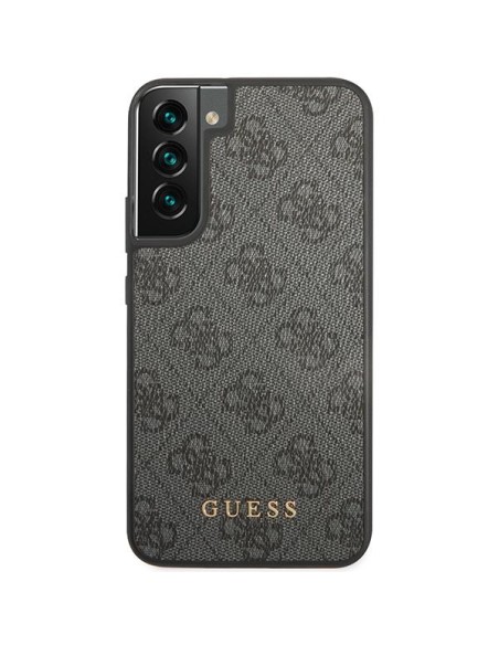 Guess 4G Metal Gold Logo dėklas, skirtas Samsung Galaxy S23 - pilkas Guess 4G Metal Gold Logo dėklas, skirtas Samsung Galaxy S23 - pilkas