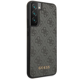 Guess 4G Metal Gold Logo dėklas, skirtas Samsung Galaxy S23 - pilkas