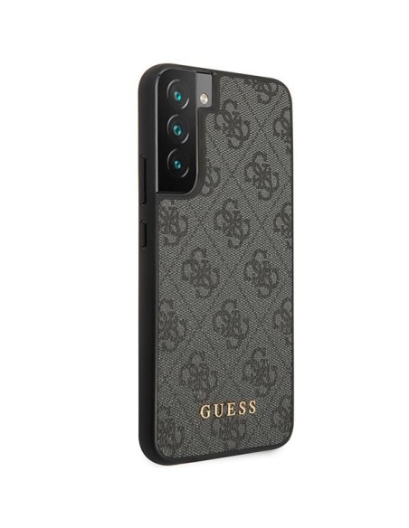 Guess 4G Metal Gold Logo dėklas, skirtas Samsung Galaxy S23 - pilkas Guess 4G Metal Gold Logo dėklas, skirtas Samsung Galaxy S23 - pilkas