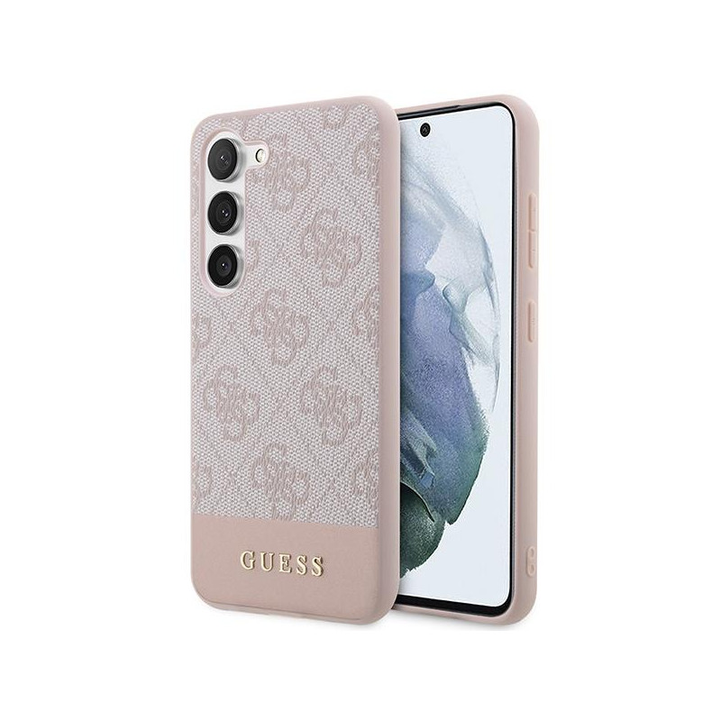 Guess GUHCS23SG4GLPI S23 S911 rožinis/ rožinis kietas dėklas 4G Stripe Collection Guess GUHCS23SG4GLPI S23 S911 rožinis/ rožinis kietas dėklas 4G Stripe Collection