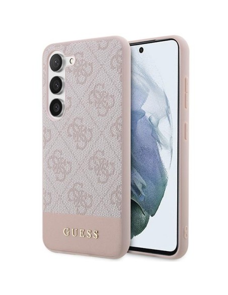 Guess GUHCS23SG4GLPI S23 S911 rožinis/ rožinis kietas dėklas 4G Stripe Collection Guess GUHCS23SG4GLPI S23 S911 rožinis/ rožinis kietas dėklas 4G Stripe Collection