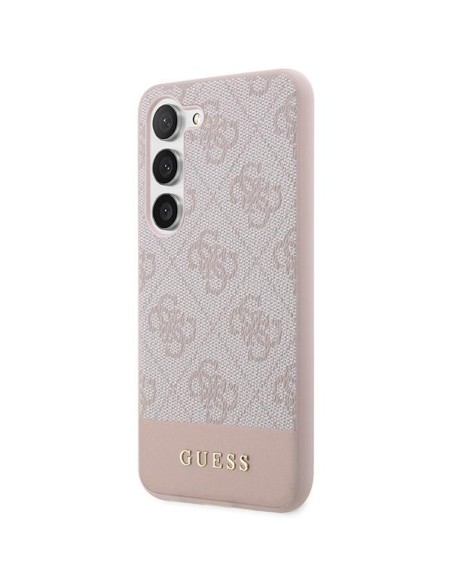 Guess GUHCS23SG4GLPI S23 S911 rožinis/ rožinis kietas dėklas 4G Stripe Collection Guess GUHCS23SG4GLPI S23 S911 rožinis/ rožinis kietas dėklas 4G Stripe Collection