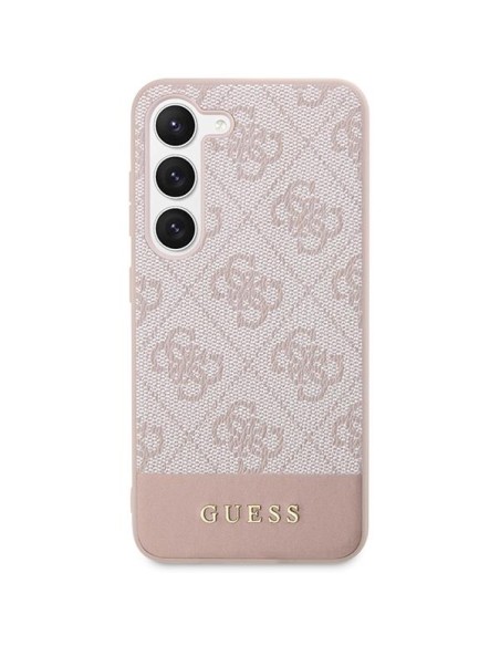 Guess GUHCS23SG4GLPI S23 S911 rožinis/ rožinis kietas dėklas 4G Stripe Collection Guess GUHCS23SG4GLPI S23 S911 rožinis/ rožinis kietas dėklas 4G Stripe Collection