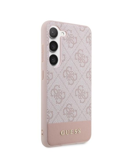 Guess GUHCS23SG4GLPI S23 S911 rožinis/ rožinis kietas dėklas 4G Stripe Collection Guess GUHCS23SG4GLPI S23 S911 rožinis/ rožinis kietas dėklas 4G Stripe Collection