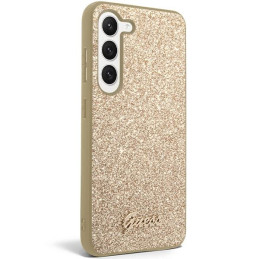 Guess Glitter Script dėklas Samsung Galaxy S23 - auksinis