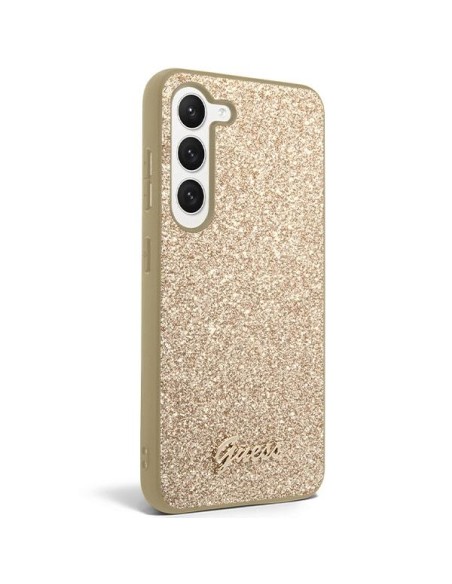 Guess Glitter Script dėklas Samsung Galaxy S23 - auksinis Guess Glitter Script dėklas Samsung Galaxy S23 - auksinis
