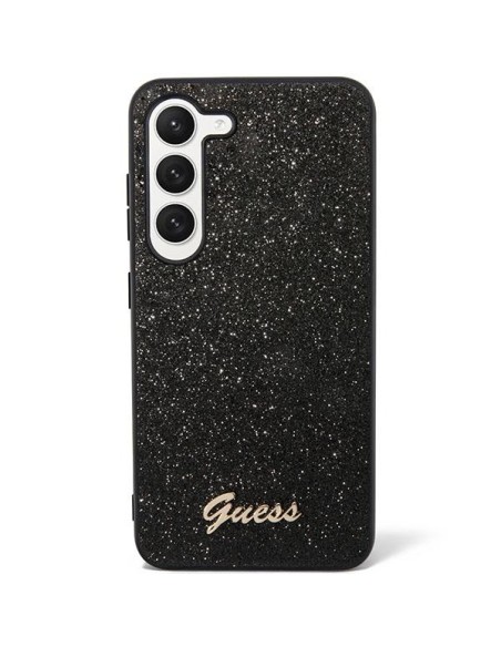 Guess Glitter Script dėklas Samsung Galaxy S23 - juodas Guess Glitter Script dėklas Samsung Galaxy S23 - juodas