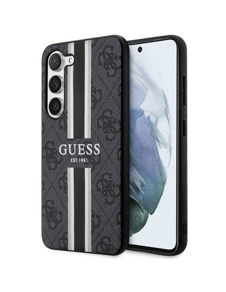 Guess 4G Printed Stripes dėklas Samsung Galaxy S23 - juodas Guess 4G Printed Stripes dėklas Samsung Galaxy S23 - juodas