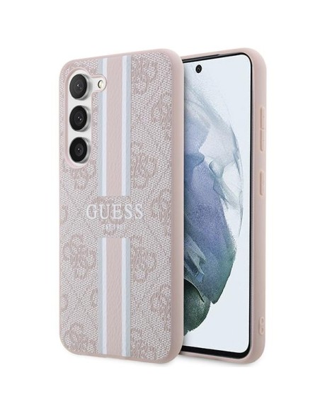 Guess 4G Printed Stripes dėklas Samsung Galaxy S23 - rožinis Guess 4G Printed Stripes dėklas Samsung Galaxy S23 - rožinis