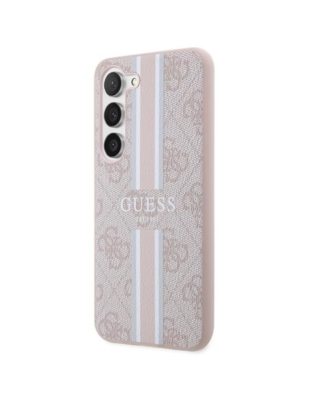 Guess 4G Printed Stripes dėklas Samsung Galaxy S23 - rožinis Guess 4G Printed Stripes dėklas Samsung Galaxy S23 - rožinis