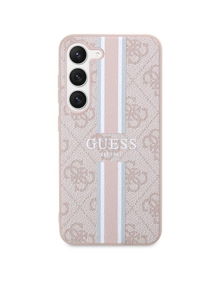 Guess 4G Printed Stripes dėklas Samsung Galaxy S23 - rožinis Guess 4G Printed Stripes dėklas Samsung Galaxy S23 - rožinis