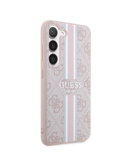 Guess 4G Printed Stripes dėklas Samsung Galaxy S23 - rožinis Guess 4G Printed Stripes dėklas Samsung Galaxy S23 - rožinis
