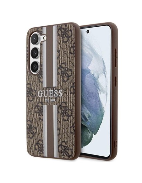 Guess 4G Printed Stripes dėklas Samsung Galaxy S23 - rudas Guess 4G Printed Stripes dėklas Samsung Galaxy S23 - rudas