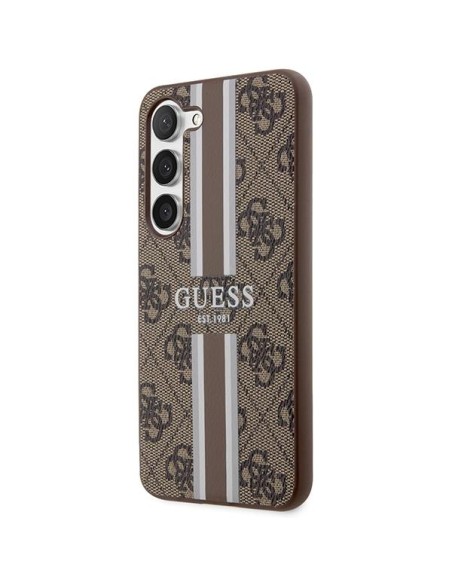 Guess 4G Printed Stripes dėklas Samsung Galaxy S23 - rudas Guess 4G Printed Stripes dėklas Samsung Galaxy S23 - rudas