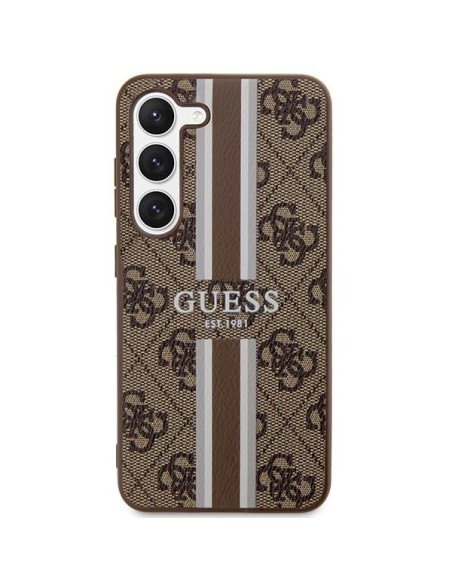 Guess 4G Printed Stripes dėklas Samsung Galaxy S23 - rudas Guess 4G Printed Stripes dėklas Samsung Galaxy S23 - rudas