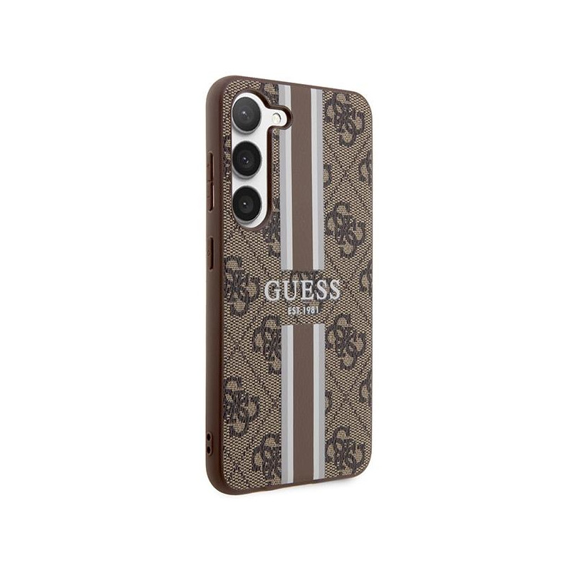 Guess 4G Printed Stripes dėklas Samsung Galaxy S23 - rudas