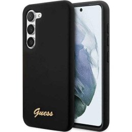 Guess Silicone Vintage Gold Logo dėklas, skirtas Samsung Galaxy S23 - juodas