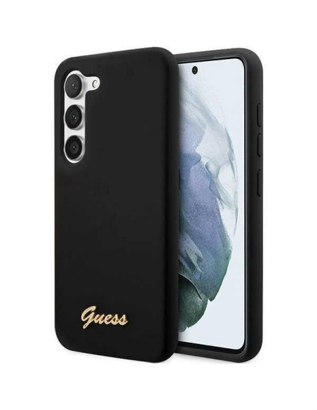 Guess Silicone Vintage Gold Logo dėklas, skirtas Samsung Galaxy S23 - juodas Guess Silicone Vintage Gold Logo dėklas, skirtas Samsung Galaxy S23 - juodas